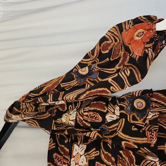 NWT ULLA JOHNSON MARIAM DRESS FLORAL MIDI ONE SHOULDER SILK SZIE  0 - Picture 8 of 16